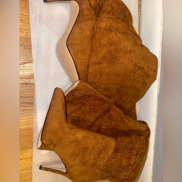 Over The Knee Boots Blue Pointed Toe High Heel Slouch Thigh High Boots - Picture 5 of 6